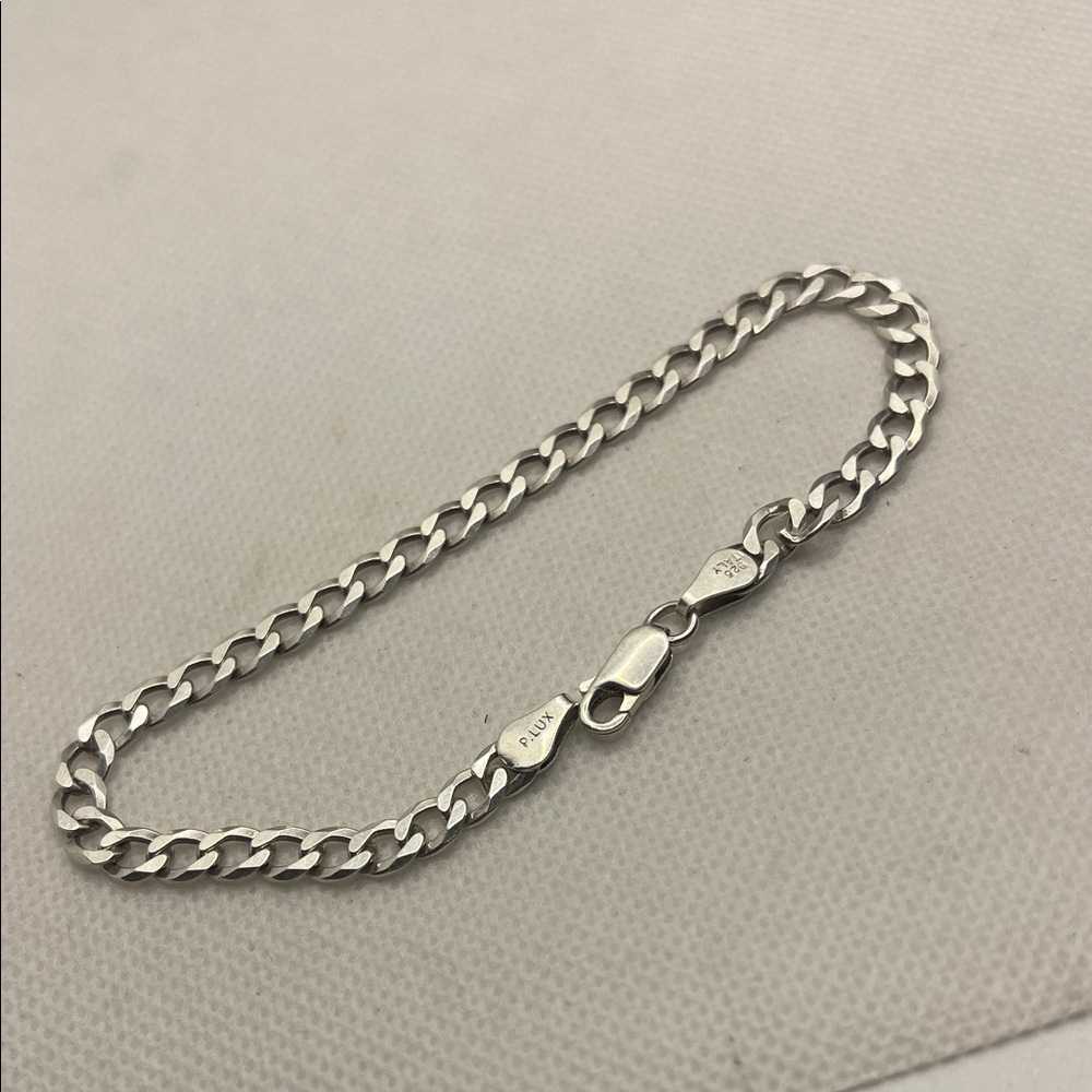 P Lux Italy 925 Sterling Silver Curb Chain Bracelet